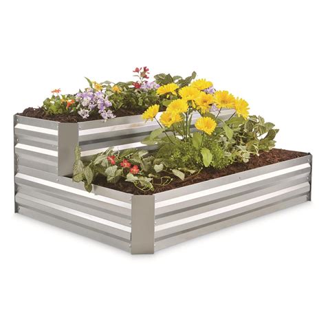 castlecreek galvanized steel stair planter box|castlecreek garden bed box.